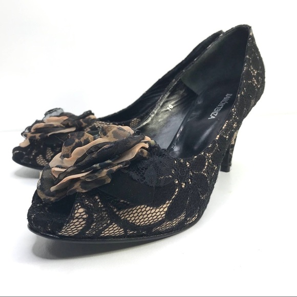 Ramon Tenza Lace Peep Toe Heels - Picture 3 of 7